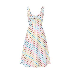 Color Me Courtney Dipping Dot Coco Dress Sz 0 Midi Cotton Spandex Flare Sundress
